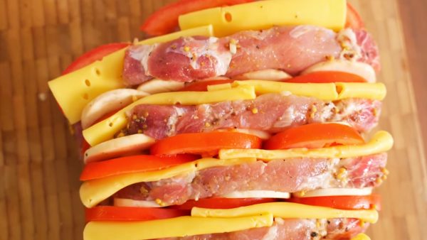 Свинина-Гармошка с овощами в духовке-пошаговый рецепт с фото