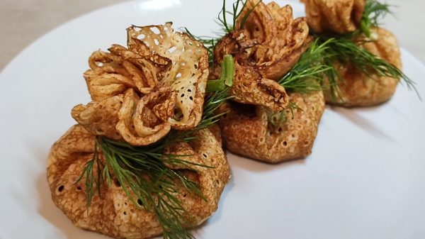 Блинные мешочки с курицей и грибами пошаговый рецепт с фото